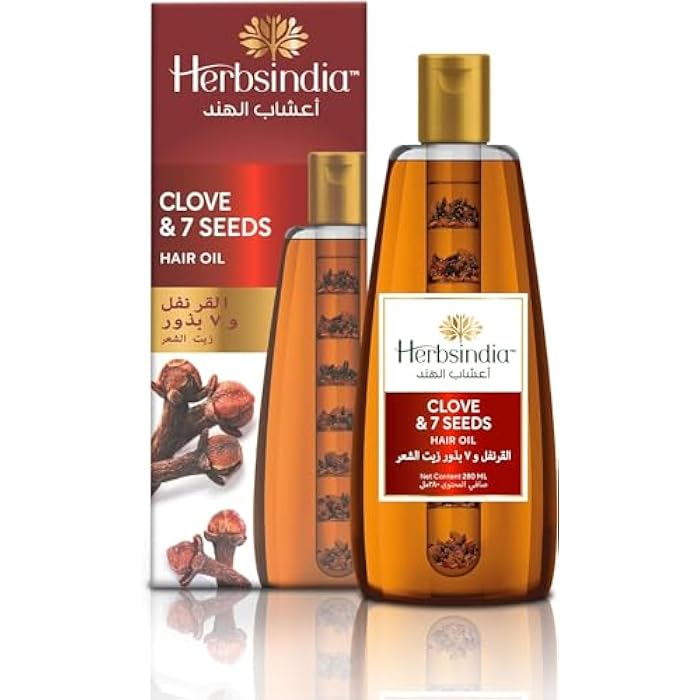 Herbs India Nourishing Clove & 7 Herb Seeds Hair Oil, Makes Hair Thicker & Shiny, Silicone & Paraben Free, 280ml - Image 1